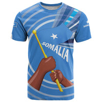 Somalia T Shirt with Raised Fist Flag Blue Unity Wave Spirit
