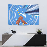 Somalia Tapestry with Raised Fist Flag Blue Unity Wave Spirit