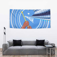 Somalia Tapestry with Raised Fist Flag Blue Unity Wave Spirit