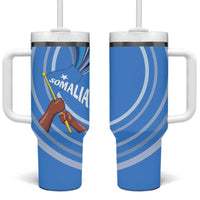 Somalia Tumbler With Handle with Raised Fist Flag Blue Unity Wave Spirit