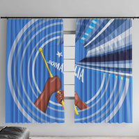 Somalia Window Curtain with Raised Fist Flag Blue Unity Wave Spirit