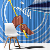 Somalia Window Curtain with Raised Fist Flag Blue Unity Wave Spirit