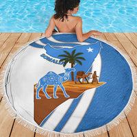 Somalia Beach Blanket with Camel Desert Map Palm Tree Heritage Spirit
