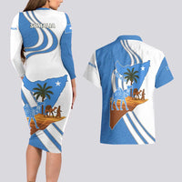 Somalia Couples Matching Long Sleeve Bodycon Dress and Hawaiian Shirt with Camel Desert Map Palm Tree Heritage Spirit