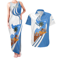 Somalia Couples Matching Tank Maxi Dress and Hawaiian Shirt with Camel Desert Map Palm Tree Heritage Spirit
