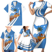 Somalia Family Matching Short Sleeve Bodycon Dress and Hawaiian Shirt with Camel Desert Map Palm Tree Heritage Spirit