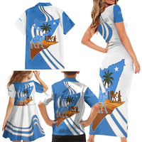 Somalia Family Matching Short Sleeve Bodycon Dress and Hawaiian Shirt with Camel Desert Map Palm Tree Heritage Spirit