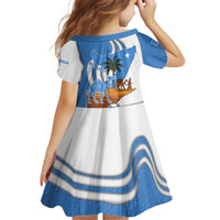 Somalia Kid Short Sleeve Dress with Camel Desert Map Palm Tree Heritage Spirit