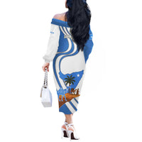 Somalia Off The Shoulder Long Sleeve Dress with Camel Desert Map Palm Tree Heritage Spirit