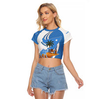 Somalia Raglan Cropped T Shirt with Camel Desert Map Palm Tree Heritage Spirit