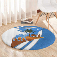 Somalia Round Carpet with Camel Desert Map Palm Tree Heritage Spirit