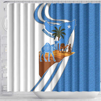 Somalia Shower Curtain with Camel Desert Map Palm Tree Heritage Spirit