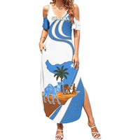 Somalia Summer Maxi Dress with Camel Desert Map Palm Tree Heritage Spirit