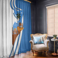 Somalia Window Curtain with Camel Desert Map Palm Tree Heritage Spirit