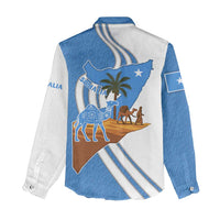 Somalia Women Casual Shirt with Camel Desert Map Palm Tree Heritage Spirit