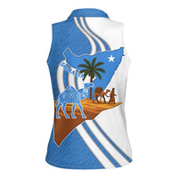 Somalia Women Sleeveless Polo Shirt with Camel Desert Map Palm Tree Heritage Spirit