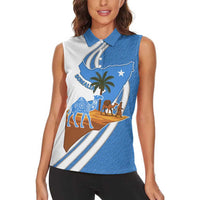 Somalia Women Sleeveless Polo Shirt with Camel Desert Map Palm Tree Heritage Spirit