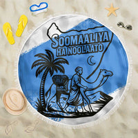 Somalia Beach Blanket with Soomaaliya Ha Noolaato Nomad Moon Flag Spirit