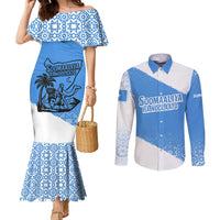 Somalia Couples Matching Mermaid Dress and Long Sleeve Button Shirt with Soomaaliya Ha Noolaato Nomad Moon Flag Spirit