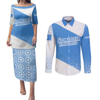 Somalia Couples Matching Puletasi and Long Sleeve Button Shirt with Soomaaliya Ha Noolaato Nomad Moon Flag Spirit