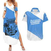 Somalia Couples Matching Summer Maxi Dress and Hawaiian Shirt with Soomaaliya Ha Noolaato Nomad Moon Flag Spirit