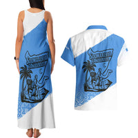 Somalia Couples Matching Tank Maxi Dress and Hawaiian Shirt with Soomaaliya Ha Noolaato Nomad Moon Flag Spirit