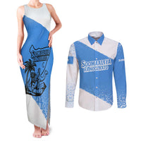 Somalia Couples Matching Tank Maxi Dress and Long Sleeve Button Shirt with Soomaaliya Ha Noolaato Nomad Moon Flag Spirit