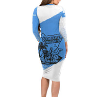 Somalia Long Sleeve Bodycon Dress with Soomaaliya Ha Noolaato Nomad Moon Flag Spirit