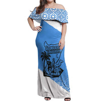 Somalia Off Shoulder Maxi Dress with Soomaaliya Ha Noolaato Nomad Moon Flag Spirit