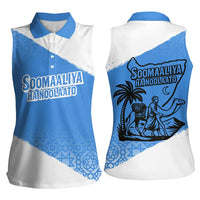 Somalia Women Sleeveless Polo Shirt with Soomaaliya Ha Noolaato Nomad Moon Flag Spirit