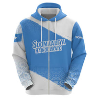 Somalia Zip Hoodie with Soomaaliya Ha Noolaato Nomad Moon Flag Spirit