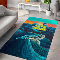 Cape Verde Area Rug with Loggerhead Sea Turtle Ocean Sunset Spirit