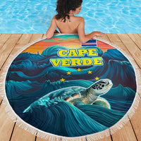 Cape Verde Beach Blanket with Loggerhead Sea Turtle Ocean Sunset Spirit