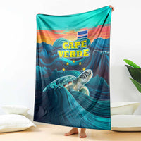 Cape Verde Blanket with Loggerhead Sea Turtle Ocean Sunset Spirit