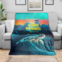 Cape Verde Blanket with Loggerhead Sea Turtle Ocean Sunset Spirit