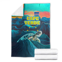 Cape Verde Blanket with Loggerhead Sea Turtle Ocean Sunset Spirit