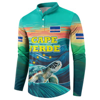 Cape Verde Button Sweatshirt with Loggerhead Sea Turtle Ocean Sunset Spirit