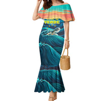 Cape Verde Family Matching Mermaid Dress and Hawaiian Shirt with Loggerhead Sea Turtle Ocean Sunset Spirit