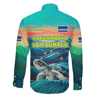 Cape Verde Family Matching Off The Shoulder Long Sleeve Dress and Hawaiian Shirt with Loggerhead Sea Turtle Ocean Sunset Spirit