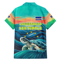 Cape Verde Family Matching Off Shoulder Maxi Dress and Hawaiian Shirt with Loggerhead Sea Turtle Ocean Sunset Spirit