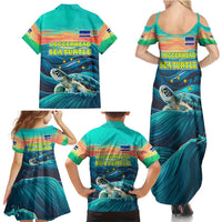 Cape Verde Family Matching Summer Maxi Dress and Hawaiian Shirt with Loggerhead Sea Turtle Ocean Sunset Spirit