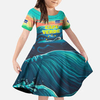 Cape Verde Family Matching Tank Maxi Dress and Hawaiian Shirt with Loggerhead Sea Turtle Ocean Sunset Spirit