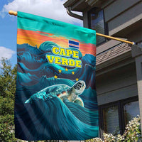 Cape Verde Garden Flag with Loggerhead Sea Turtle Ocean Sunset Spirit