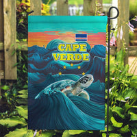 Cape Verde Garden Flag with Loggerhead Sea Turtle Ocean Sunset Spirit