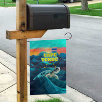 Cape Verde Garden Flag with Loggerhead Sea Turtle Ocean Sunset Spirit