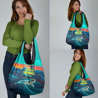 Cape Verde Grocery Bag with Loggerhead Sea Turtle Ocean Sunset Spirit