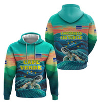 Cape Verde Hoodie with Loggerhead Sea Turtle Ocean Sunset Spirit