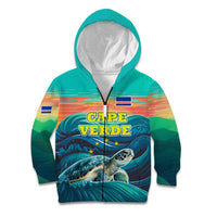 Cape Verde Kid Hoodie with Loggerhead Sea Turtle Ocean Sunset Spirit