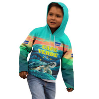 Cape Verde Kid Hoodie with Loggerhead Sea Turtle Ocean Sunset Spirit