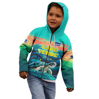 Cape Verde Kid Hoodie with Loggerhead Sea Turtle Ocean Sunset Spirit